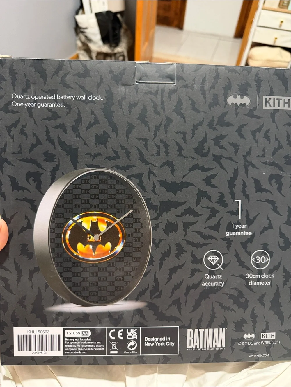 Kith Black and Gold Batman Logo Wall Clock
